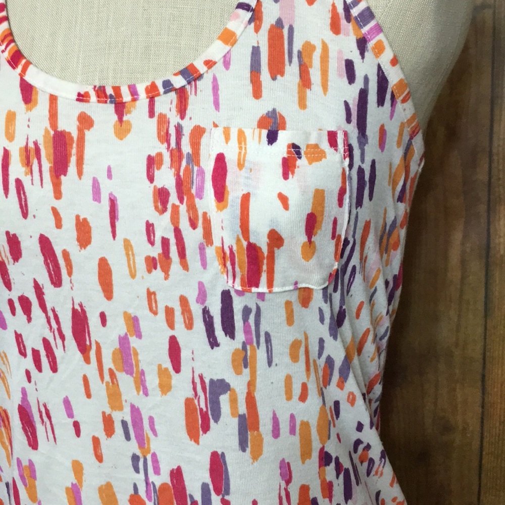 Kirra White Tank Top with Pink Orange and Purple Brushstroke Print - Picture 2 of 4